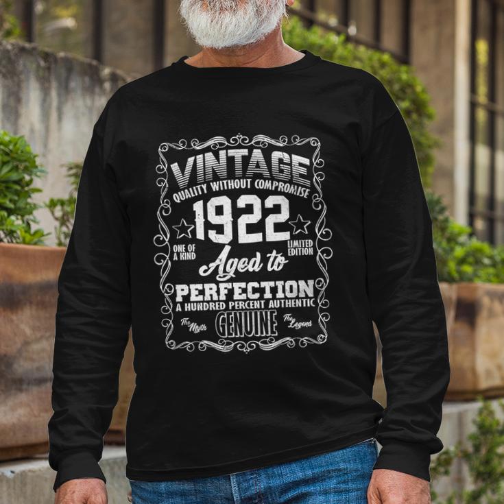 100Th Birthday Vintage 1922 Aged To Perfection Genuine Long Sleeve T-Shirt Gifts for Old Men