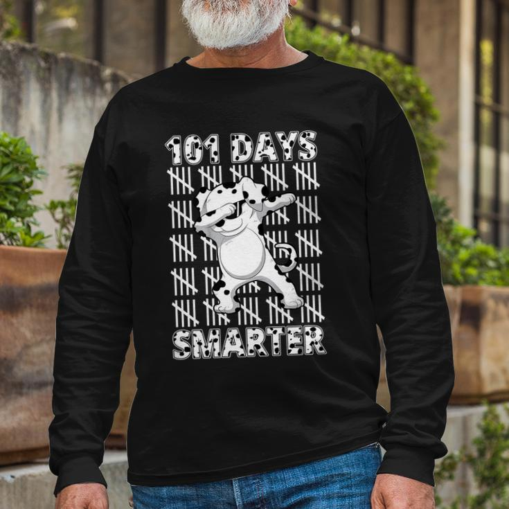 101 Days Smarter Dabbing Dalmatian Dog Long Sleeve T-Shirt Gifts for Old Men