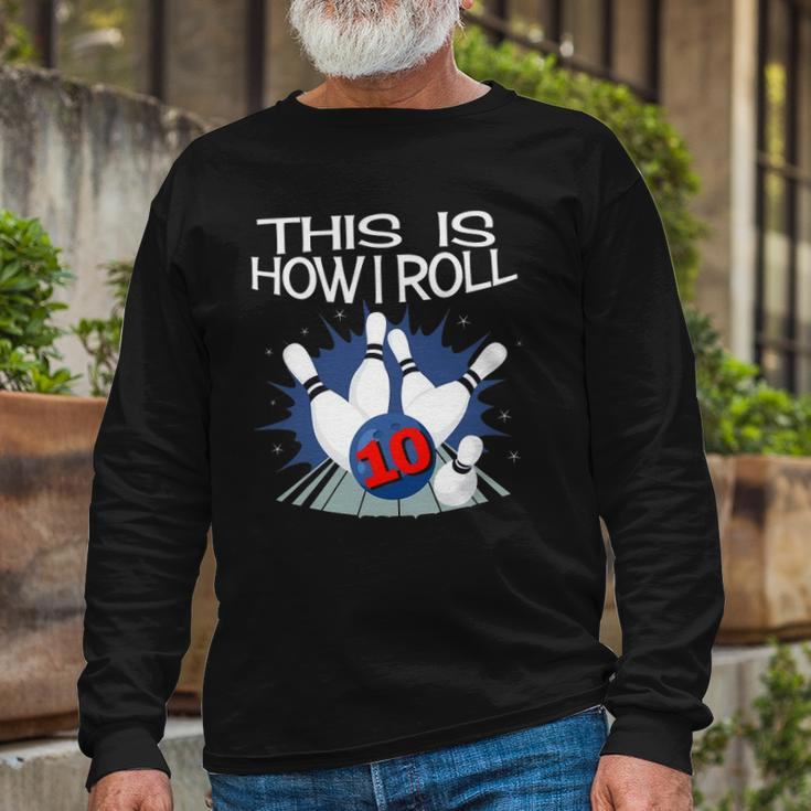 10Th Birthday Bowling Boys Bday Party Long Sleeve T-Shirt Gifts for Old Men