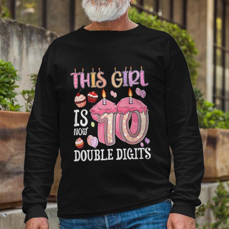 10Th Birthday This Girl Is Now 10 Years Old Double Digits Long Sleeve T-Shirt Gifts for Old Men