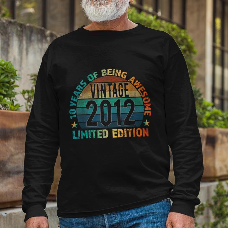 10Th Birthday Vintage 2012 10 Years Old Colored Long Sleeve T-Shirt Gifts for Old Men