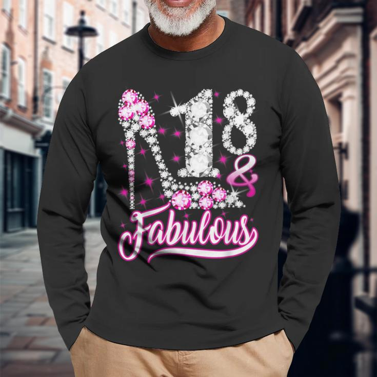 18 Years Old 18 & Fabulous 18Th Birthday Pink Diamond Men Women Long Sleeve T-Shirt T-shirt Graphic Print Gifts for Old Men
