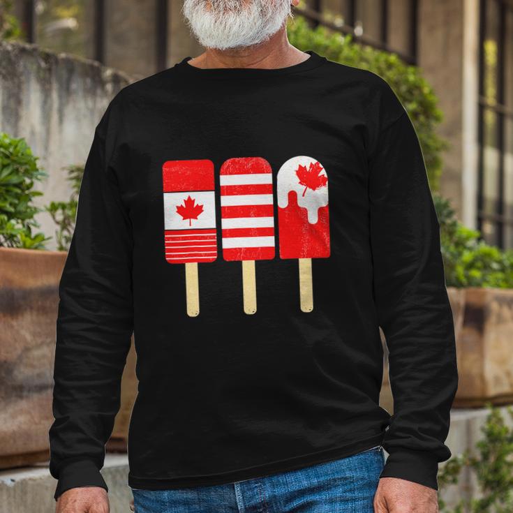 1St Of July Popsicle Red White Canadian Flag Patriotic Long Sleeve T-Shirt Gifts for Old Men