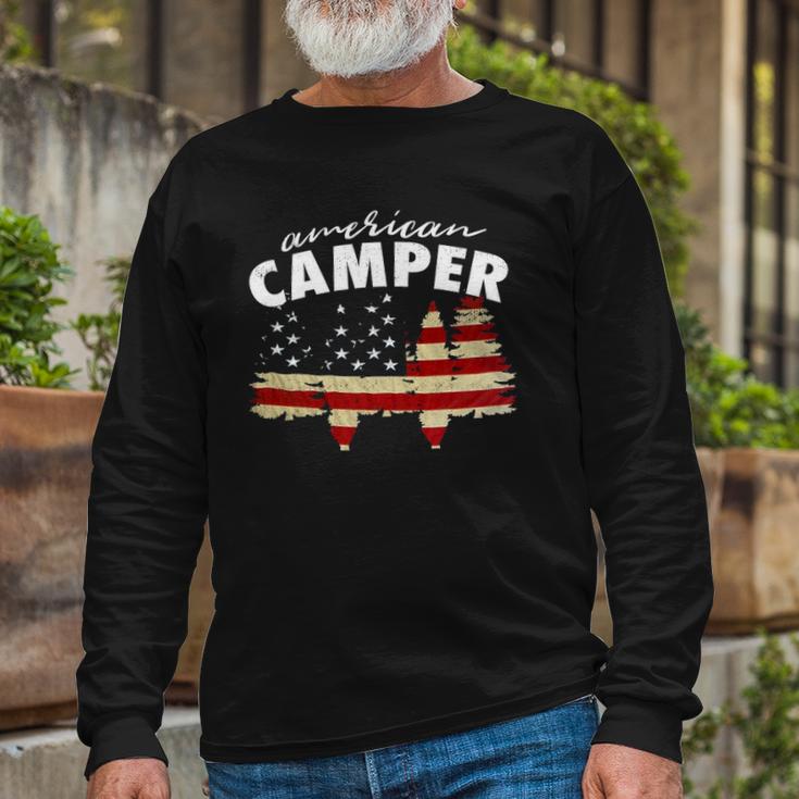American Camper US Flag Patriotic Camping Unisex Long Sleeve