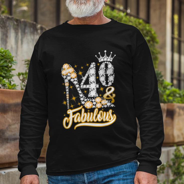 40 Fabulous 40 Years 40Th Birthday Diamond Crown Shoes Long Sleeve T-Shirt Gifts for Old Men