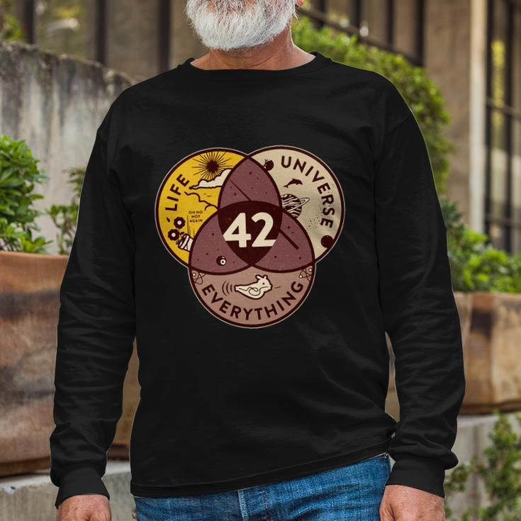 42 Answers To Life Universe Everything Hitchhikers Galaxy Guide Long Sleeve T-Shirt Gifts for Old Men