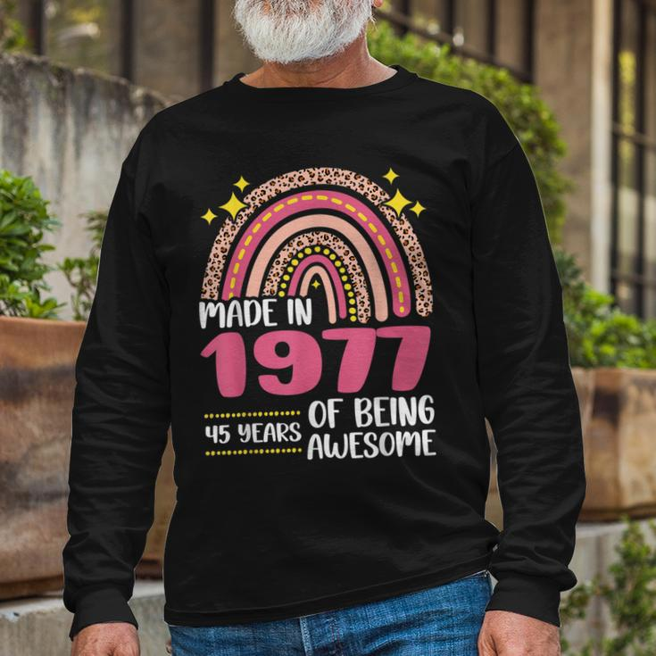 45 Years Old 45Th Birthday Born In 1977 Women Girls Floral Long Sleeve T-Shirt Gifts for Old Men