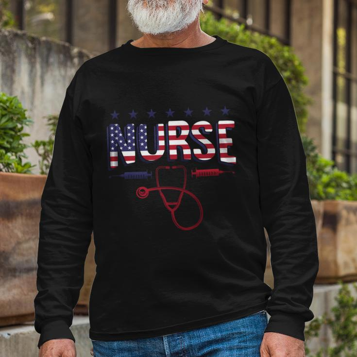 4Th Of July 2021 Or Independence Day Or 4Th Of July Nurse Long Sleeve T-Shirt Gifts for Old Men