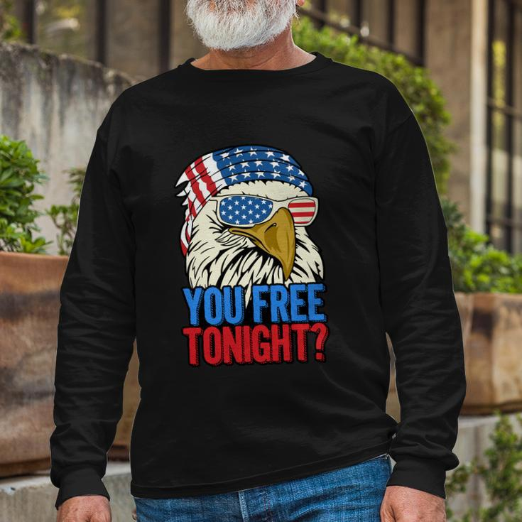 4Th Of July American Flag Bald Eagle Mullet You Free Tonight Long Sleeve T-Shirt Gifts for Old Men