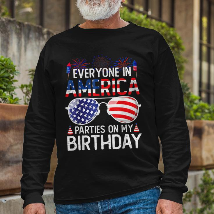 4Th Of July Birthday Bday Born On 4Th Of July Long Sleeve T-Shirt Gifts for Old Men