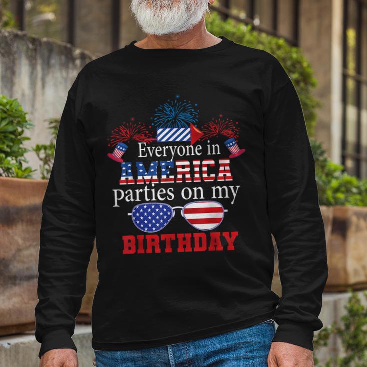 4Th Of July Birthday Bday Born On 4Th Of July Long Sleeve T-Shirt Gifts for Old Men