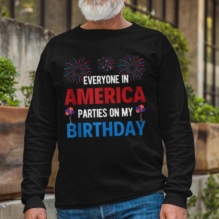 4Th Of July Birthday Birthday Born On 4Th Of July Long Sleeve T-Shirt Gifts for Old Men