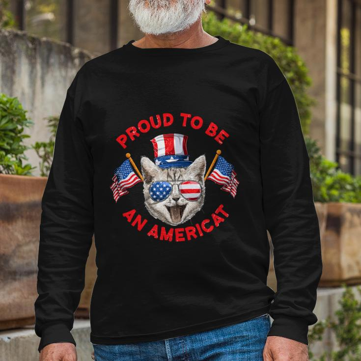 4Th Of July Cat Pround To Be Americat Long Sleeve T-Shirt Gifts for Old Men
