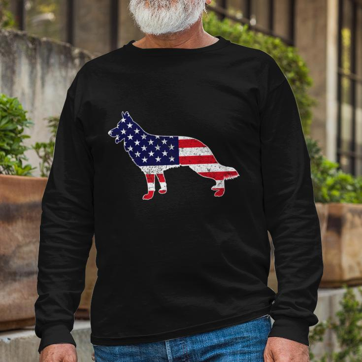 4Th Of July German Shepherd Dog Graphic Patriotic Usa Flag Meaningful Long Sleeve T-Shirt Gifts for Old Men