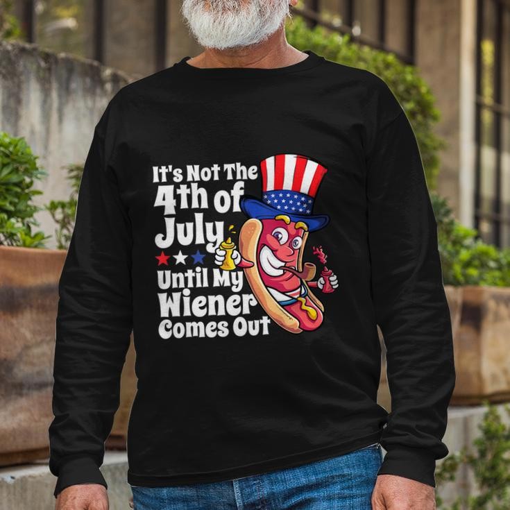 4Th Of July Hot Dog Wiener Comes Out Adult Humor Long Sleeve T-Shirt Gifts for Old Men