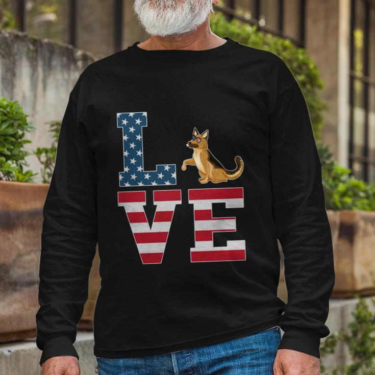 4Th Of July Patriotic Love German Shepherd Dog American Flag Long Sleeve T-Shirt Gifts for Old Men