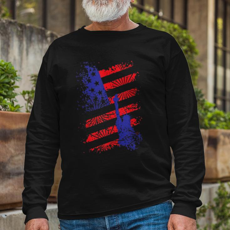 4Th Of July Usa Flag American Patriotic Statue Of Liberty Long Sleeve T-Shirt T-Shirt Gifts for Old Men