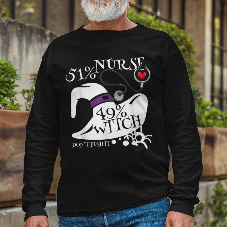 51 Nurse 49 Witch Halloween Speelbind Nurse Long Sleeve T-Shirt Gifts for Old Men