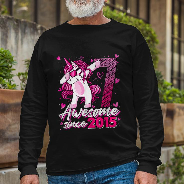 7 Years Old Unicorn Dabbing 7Th Birthday Girl Unicorn Party Long Sleeve T-Shirt Gifts for Old Men