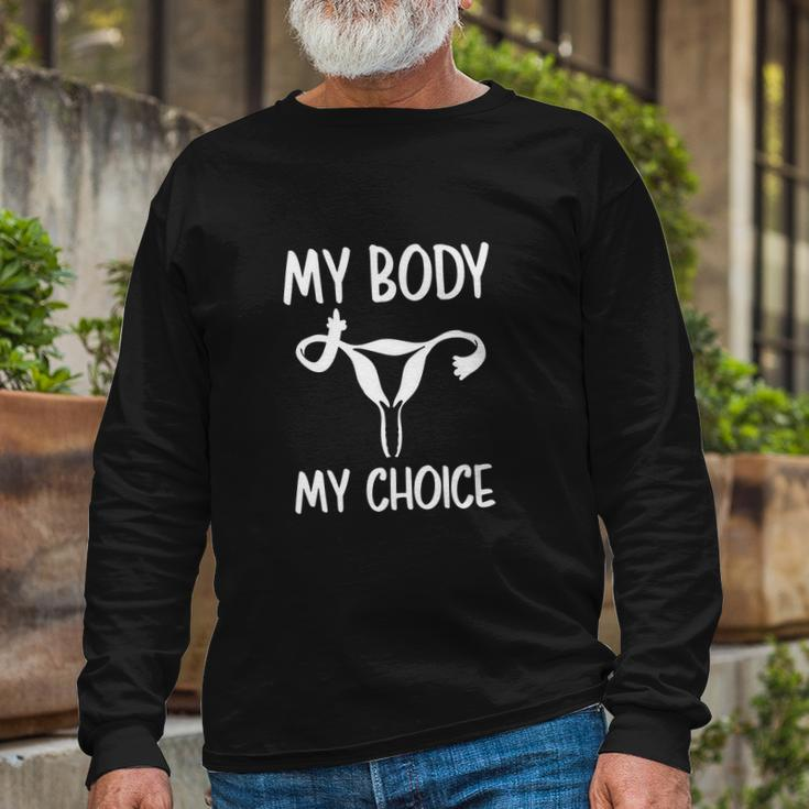 Abortion Rights My Body My Choice Uterus Middle Finger Long Sleeve T-Shirt Gifts for Old Men