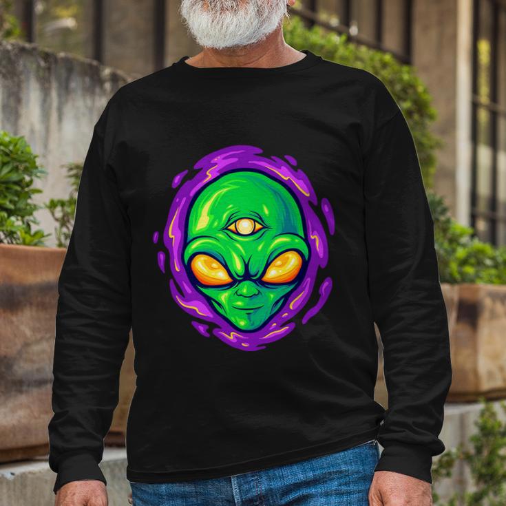 Alien Head Mascot Monster Tshirt Long Sleeve T-Shirt Gifts for Old Men