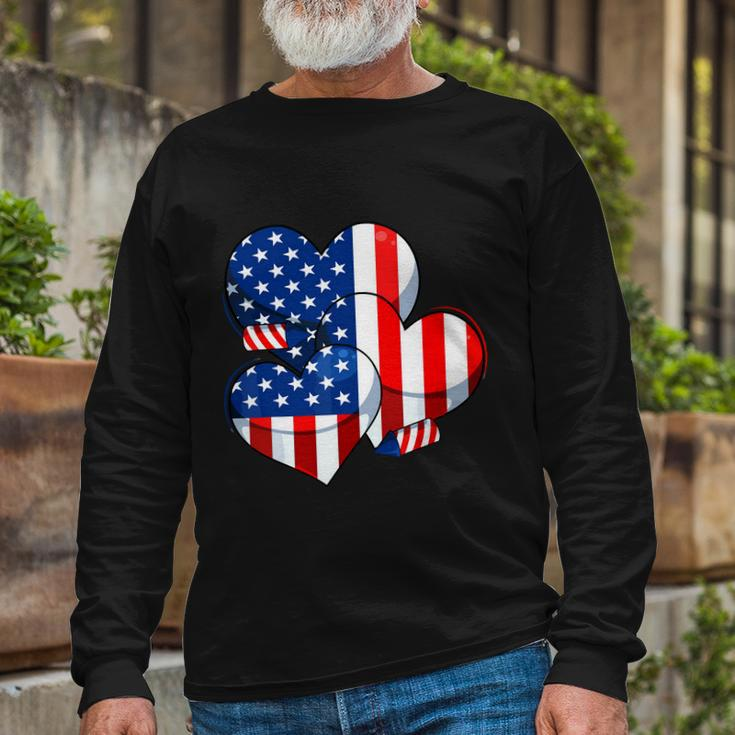 American Flag Heart 4Th Of July Usa Patriotic Pride Long Sleeve T-Shirt Gifts for Old Men