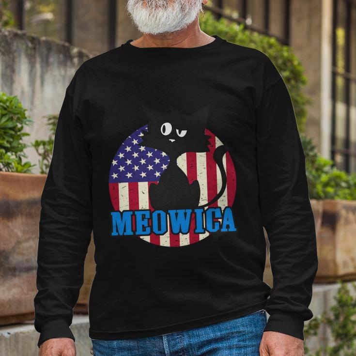 American Flag Meowica 4Th Of July Cat Long Sleeve T-Shirt Gifts for Old Men