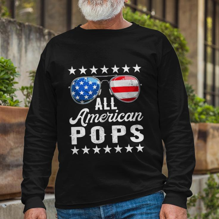 All American Pops Shirts 4Th Of July Matching Outfit Long Sleeve T-Shirt Gifts for Old Men