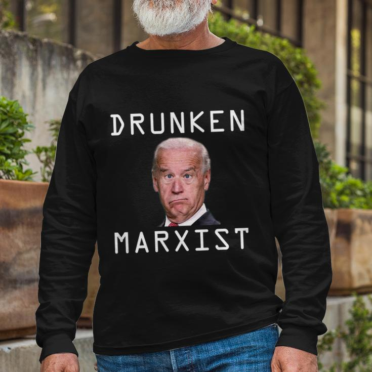 Anti Biden Drunken Marxist Joe Biden Long Sleeve T-Shirt Gifts for Old Men