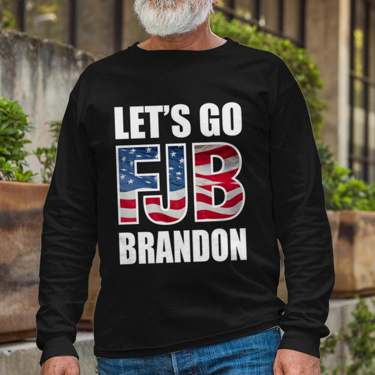 Anti Biden Fjb Lets Go Brandon Fjb Flag Image Apparel Long Sleeve T-Shirt Gifts for Old Men