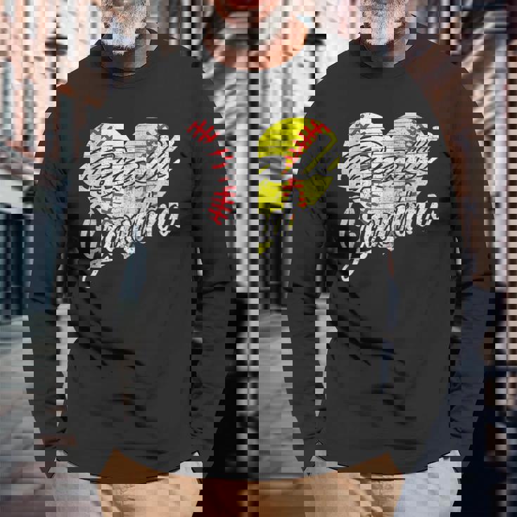 Ball Grandma Baseball Softball Heart Sport Lover Men Women Long Sleeve T-Shirt T-shirt Graphic Print Gifts for Old Men