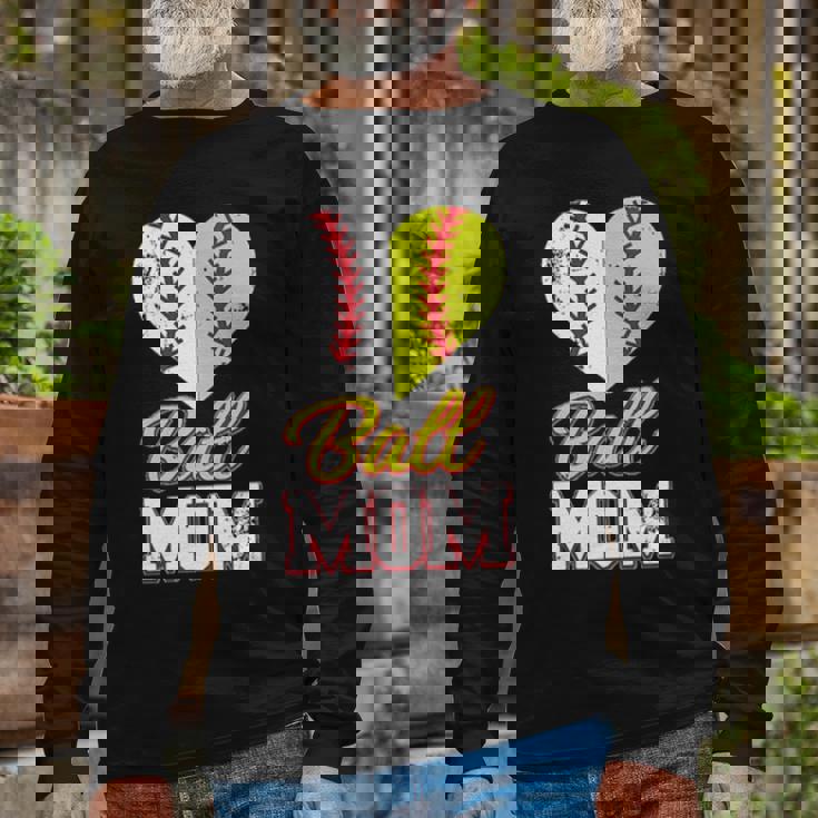 Ball Mom Baseball Softball Mothers Long Sleeve T-Shirt Gifts for Old Men