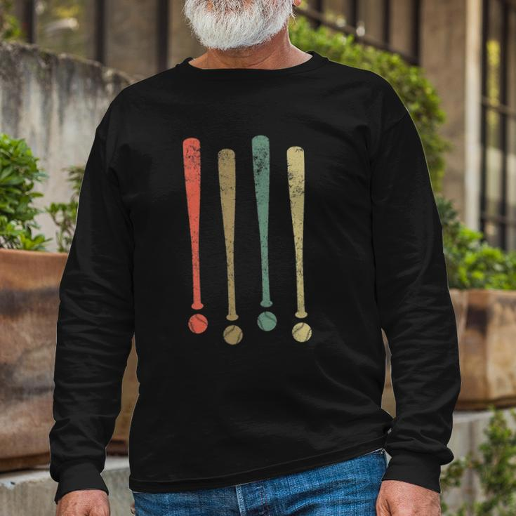 Baseball Vintage Baseball Graphic Long Sleeve T-Shirt Gifts for Old Men