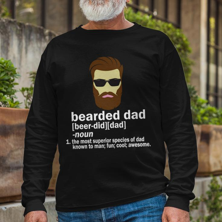 Bearded Dad Definition Tshirt Long Sleeve T-Shirt Gifts for Old Men