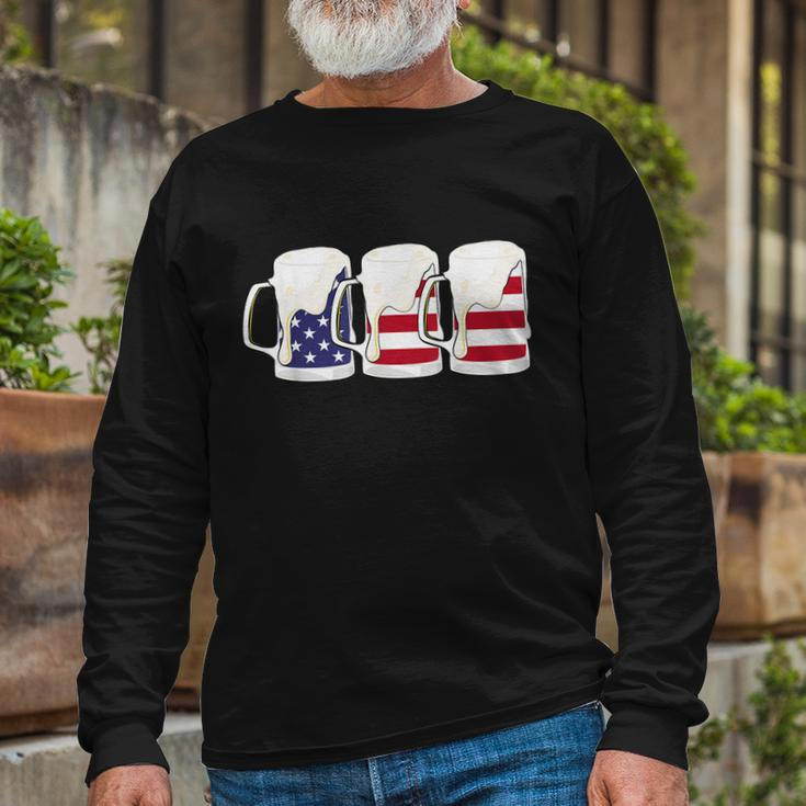 Beer American Flag Shirt 4Th Of July Men Women Merica Usa Long Sleeve T-Shirt Gifts for Old Men