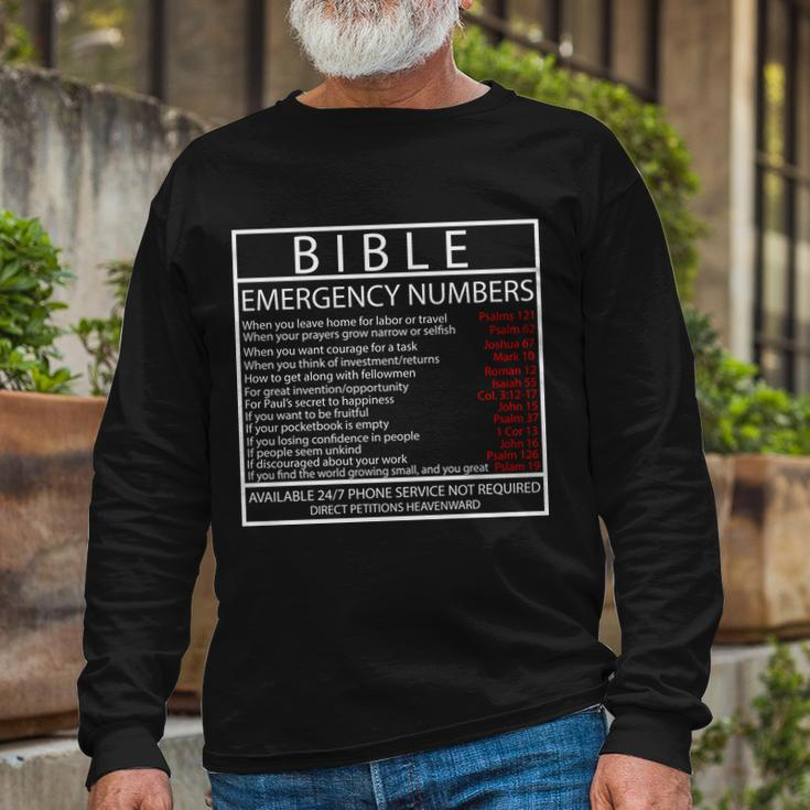 Bible Emergency Hotline Numbers Long Sleeve T-Shirt Gifts for Old Men