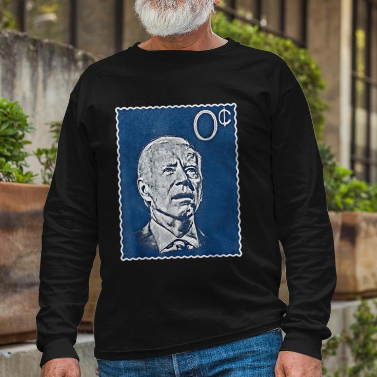 Biden Zero Cents Stamp 0 President Joe Tshirt Long Sleeve T-Shirt Gifts for Old Men