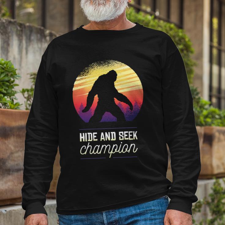 Big Foot Hide And Seek Champion Long Sleeve T-Shirt Gifts for Old Men