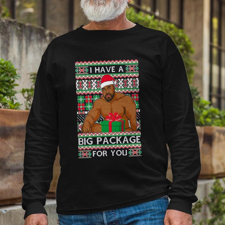 I Have A Big Package For You Ugly Christmas Sweater Tshirt Long Sleeve T-Shirt Gifts for Old Men