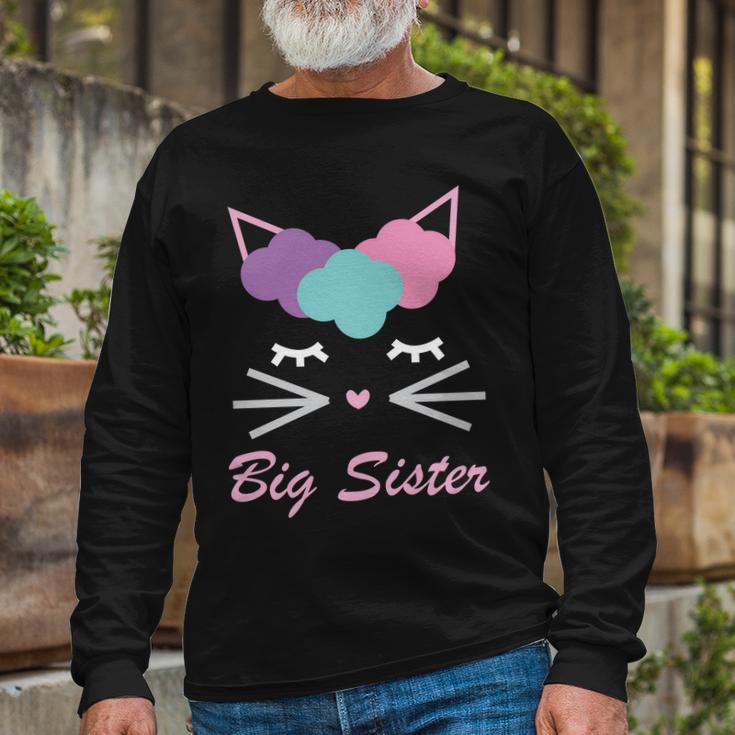 Big Sister Cute Cat Tshirt Long Sleeve T-Shirt Gifts for Old Men