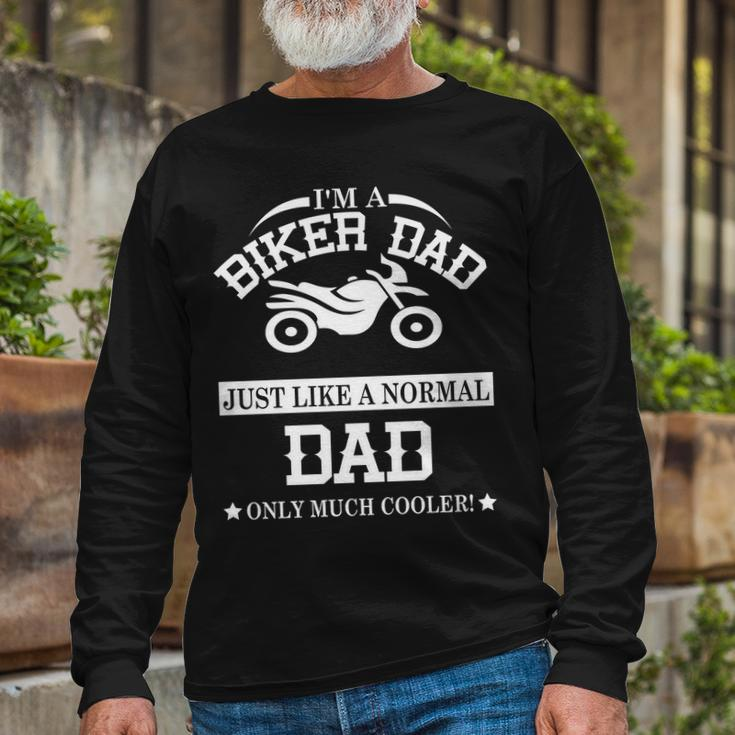 Biker Dad Tshirt Long Sleeve T-Shirt Gifts for Old Men