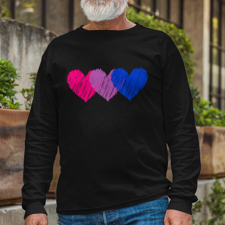 Bisexual Heart Bisexuality Bi Love Flag Lgbtq Pride Long Sleeve T-Shirt Gifts for Old Men