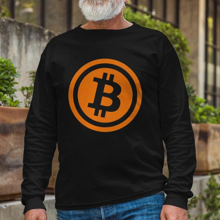 Bitcoin Logo Emblem Cryptocurrency Blockchains Bitcoin Long Sleeve T-Shirt Gifts for Old Men