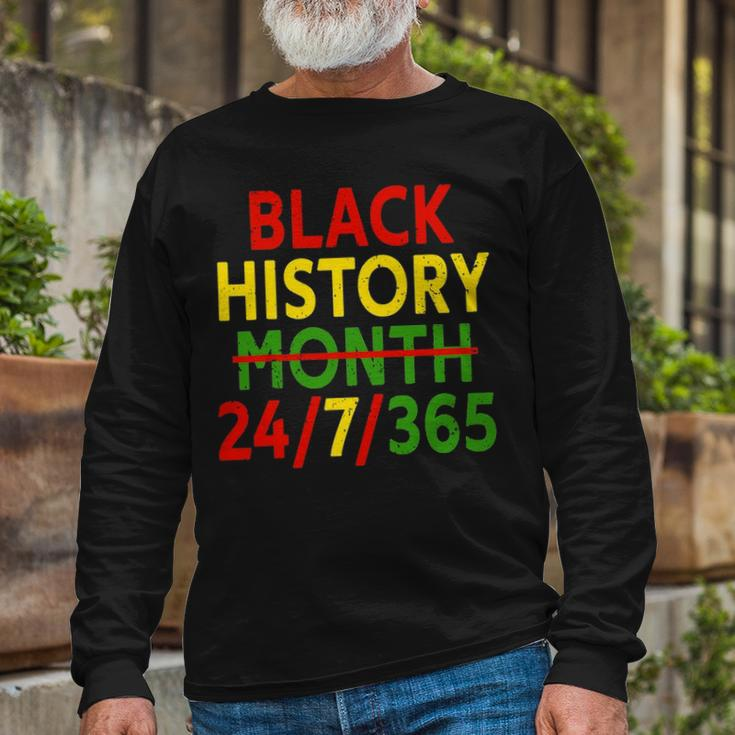 Black History Month 24 7 365 African Melanin Black Long Sleeve T-Shirt Gifts for Old Men