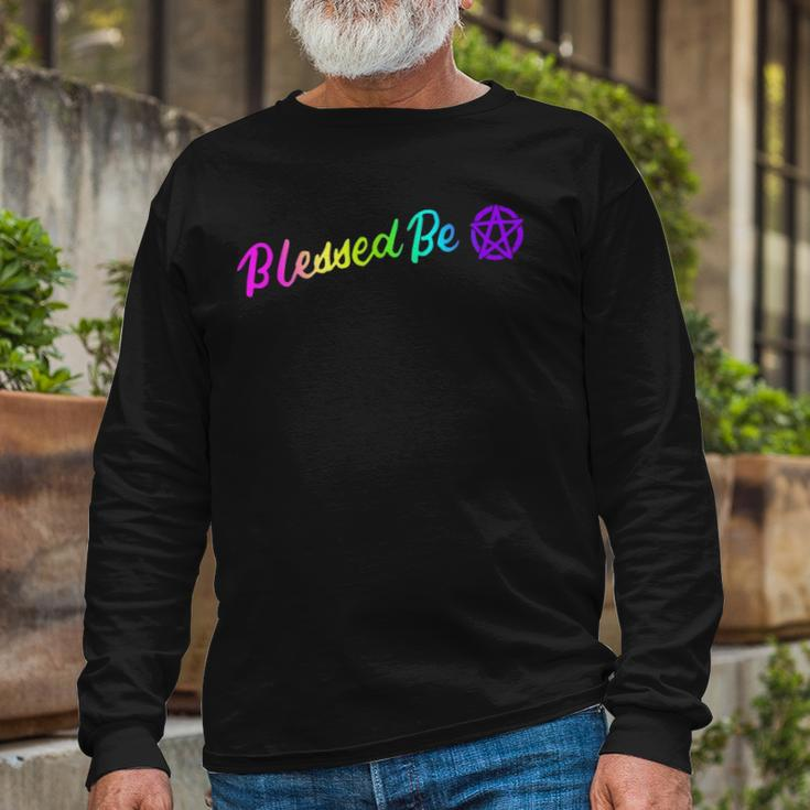 Blessed Be Witchcraft Wiccan Witch Halloween Wicca Occult Long Sleeve T-Shirt T-Shirt Gifts for Old Men