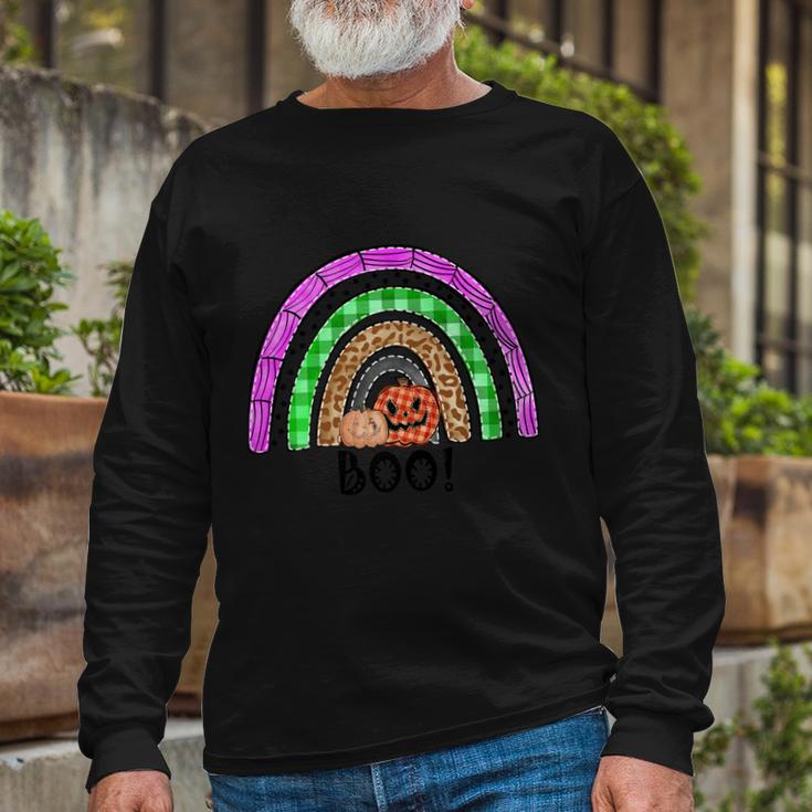 Boo Pumpkin Rainbow Halloween Quote Long Sleeve T-Shirt Gifts for Old Men