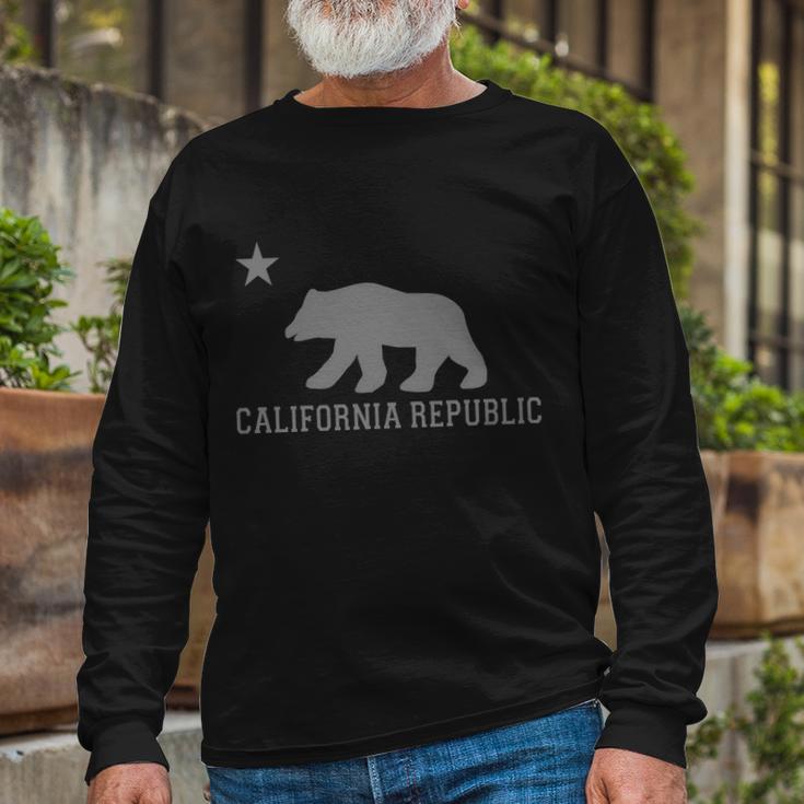 California Republic Grey Style Tshirt Long Sleeve T-Shirt Gifts for Old Men