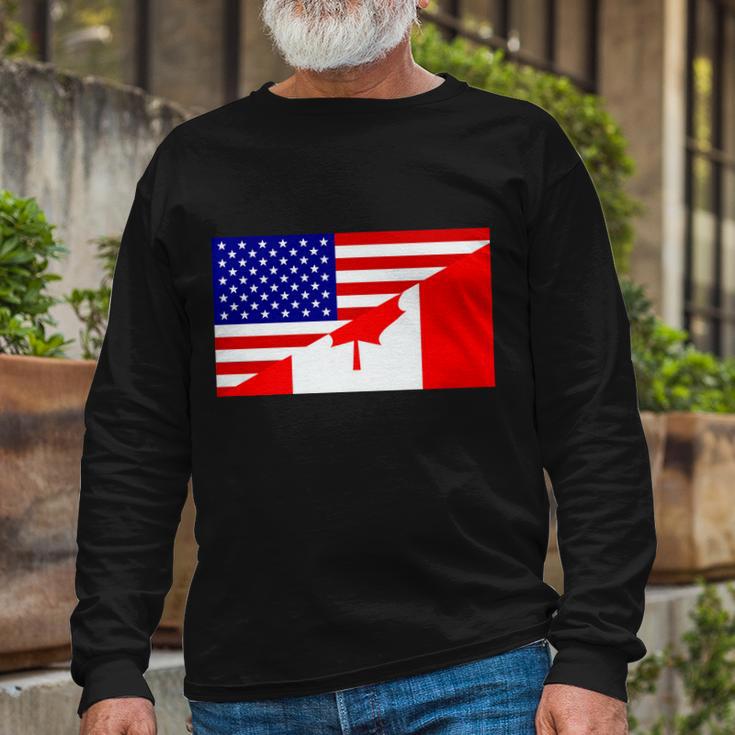 Canadian American Usa Flag Long Sleeve T-Shirt Gifts for Old Men