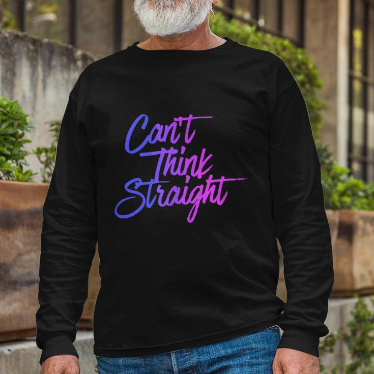 Cant Think Straight Bisexual Bi Pride Flag Long Sleeve T-Shirt Gifts for Old Men