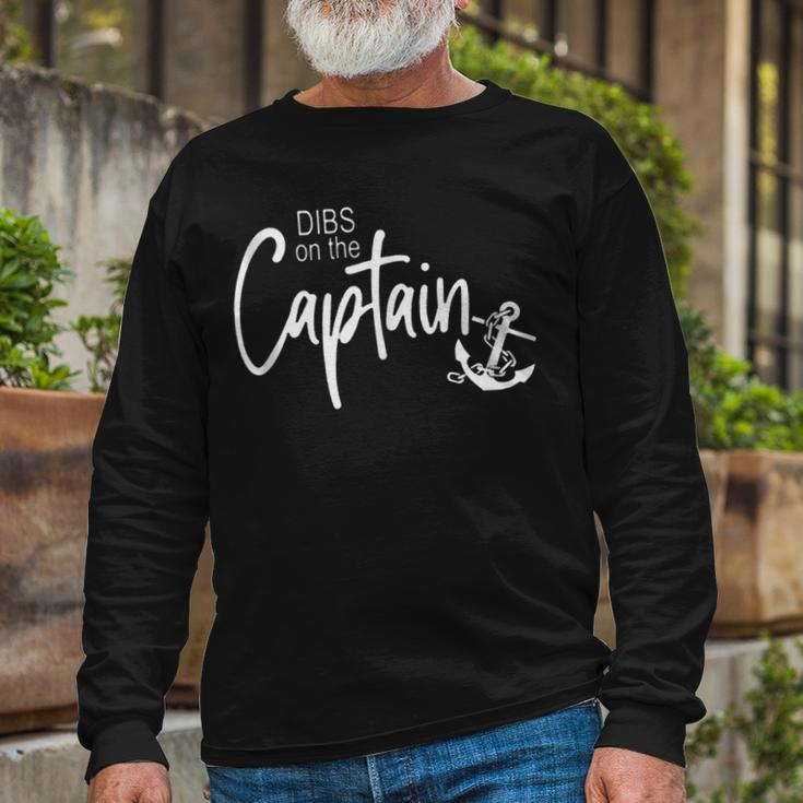 Captain Wife Dibs On The Captain V2 Long Sleeve T-Shirt Gifts for Old Men